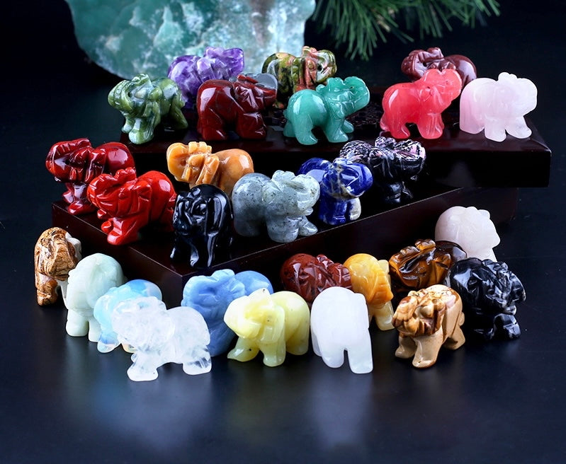 1.5Inch Crystal Elephant Stone Animals