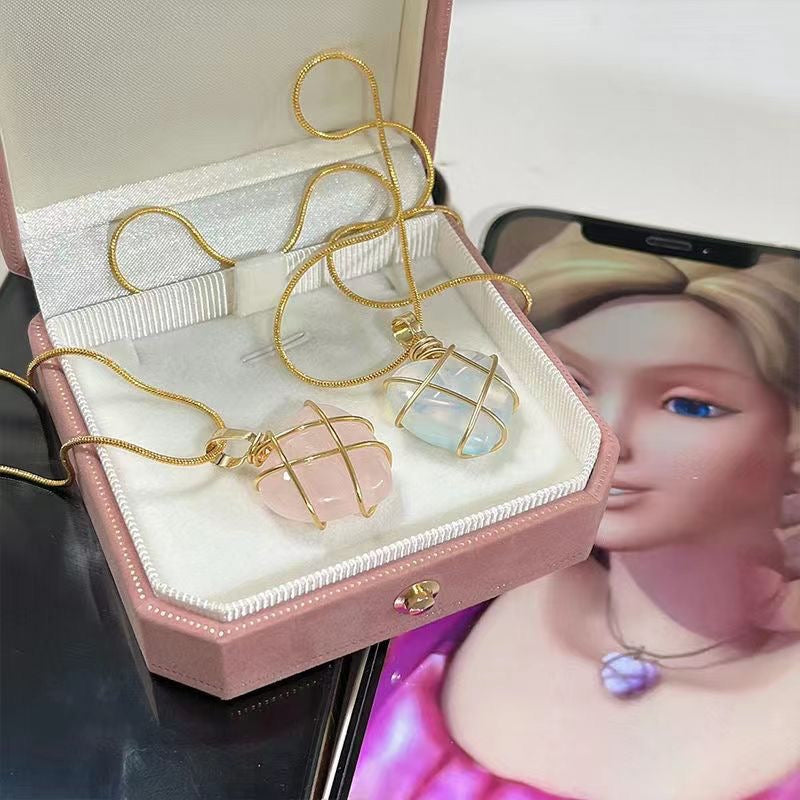 Barbie Heart Necklace Golden Woven Crystal