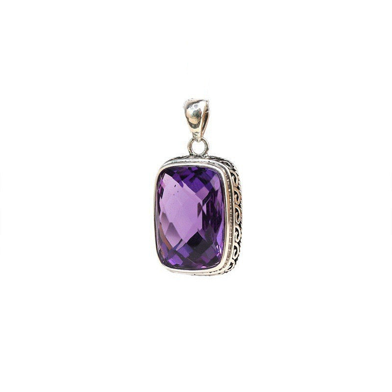 Amethyst Sterling Silver Necklace Ring Earring Jewelry Set